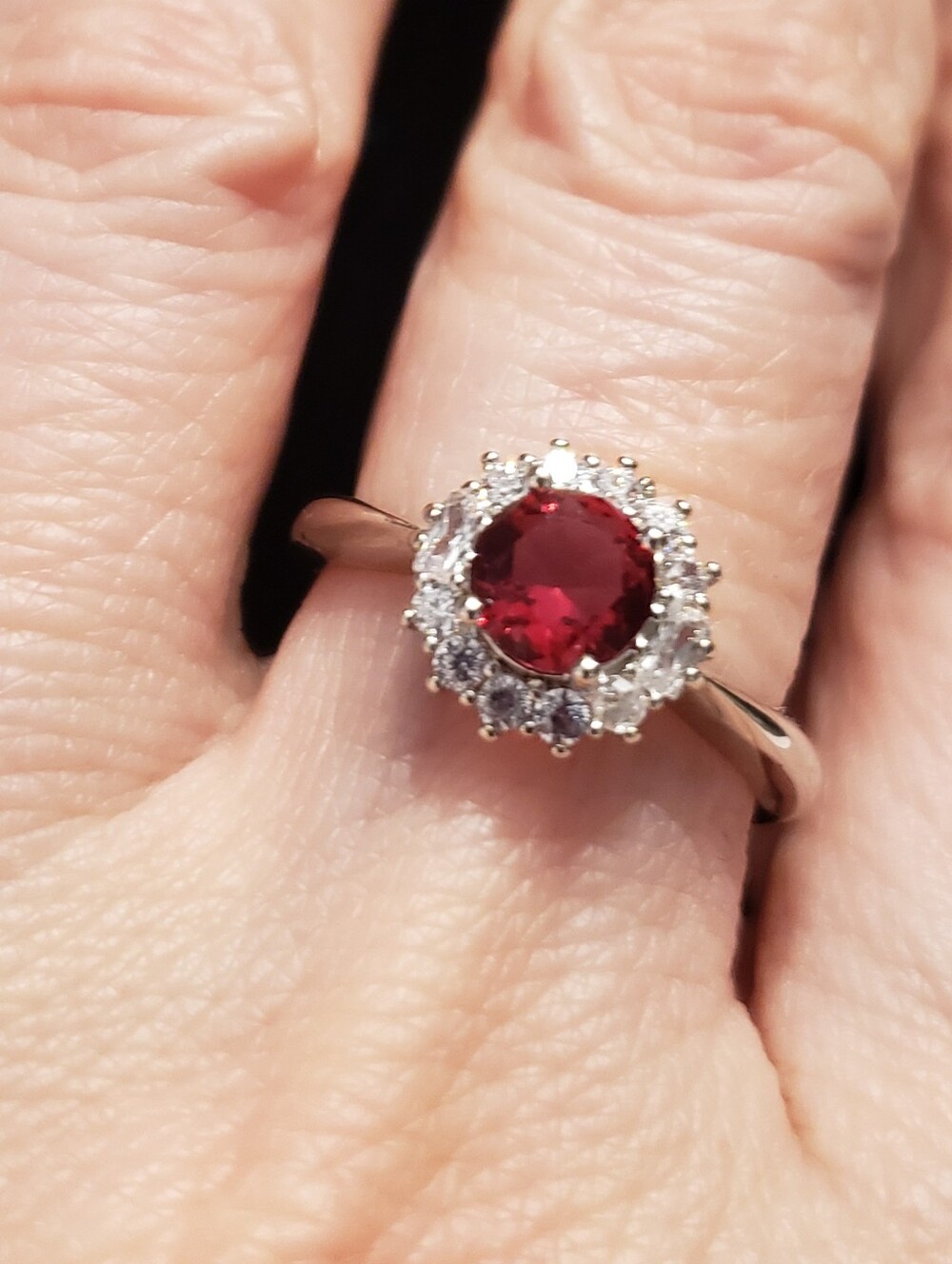 NEW Art Deco Style Ruby & White Sapphire Fashion Ring, Sz 8, Sterling Silver 925